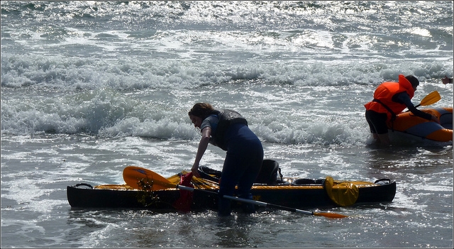 kayaks en la playa